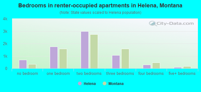 Bedrooms in renter-occupied apartments in Helena, Montana