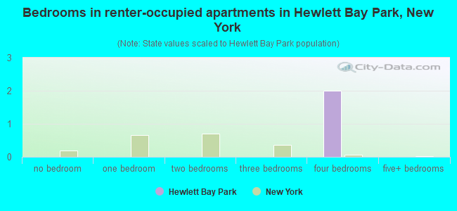 Bedrooms in renter-occupied apartments in Hewlett Bay Park, New York
