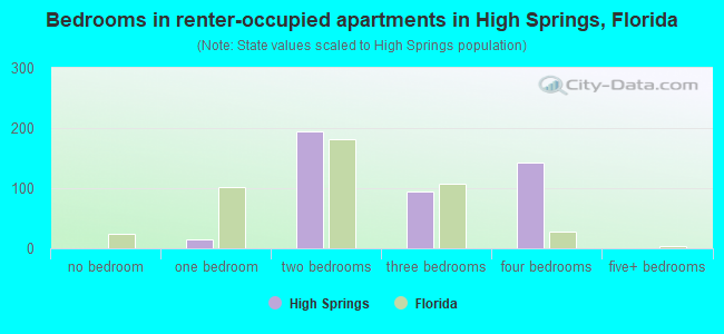 Bedrooms in renter-occupied apartments in High Springs, Florida