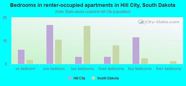 Bedrooms in renter-occupied apartments in Hill City, South Dakota