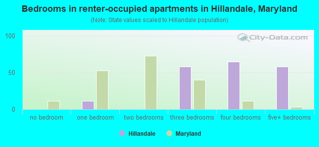 Bedrooms in renter-occupied apartments in Hillandale, Maryland
