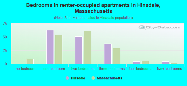 Bedrooms in renter-occupied apartments in Hinsdale, Massachusetts