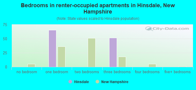 Bedrooms in renter-occupied apartments in Hinsdale, New Hampshire