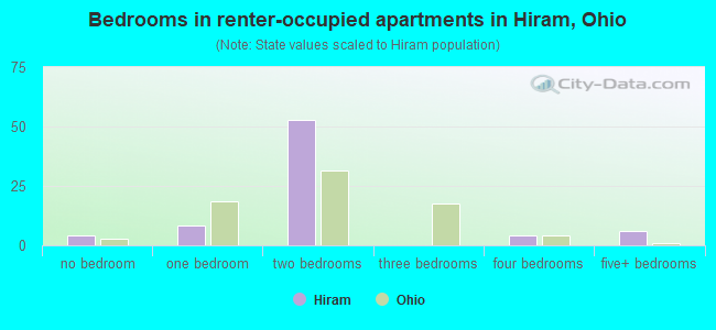 Bedrooms in renter-occupied apartments in Hiram, Ohio