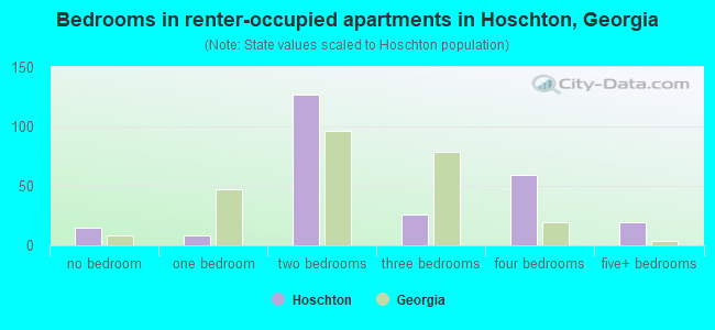 Bedrooms in renter-occupied apartments in Hoschton, Georgia