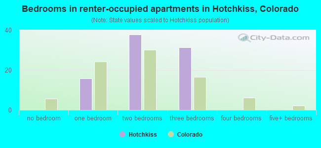 Bedrooms in renter-occupied apartments in Hotchkiss, Colorado