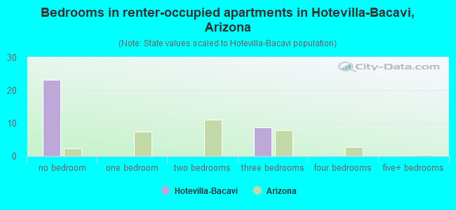 Bedrooms in renter-occupied apartments in Hotevilla-Bacavi, Arizona