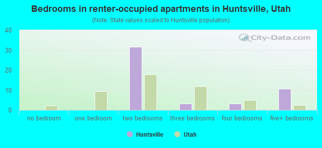 Bedrooms in renter-occupied apartments in Huntsville, Utah