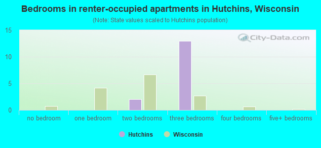 Bedrooms in renter-occupied apartments in Hutchins, Wisconsin