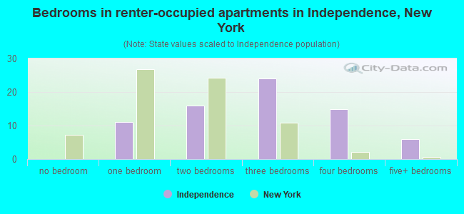 Bedrooms in renter-occupied apartments in Independence, New York