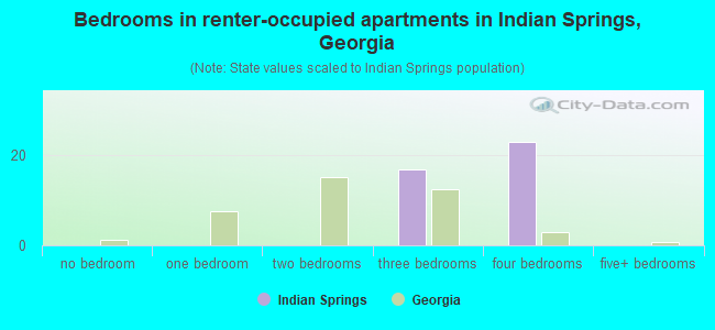 Bedrooms in renter-occupied apartments in Indian Springs, Georgia