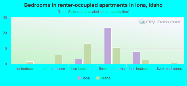 Bedrooms in renter-occupied apartments in Iona, Idaho