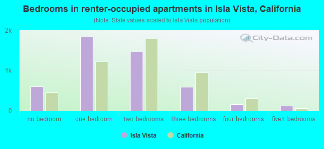 Bedrooms in renter-occupied apartments in Isla Vista, California