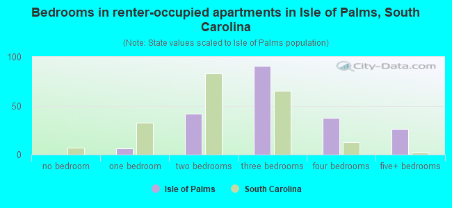 Bedrooms in renter-occupied apartments in Isle of Palms, South Carolina