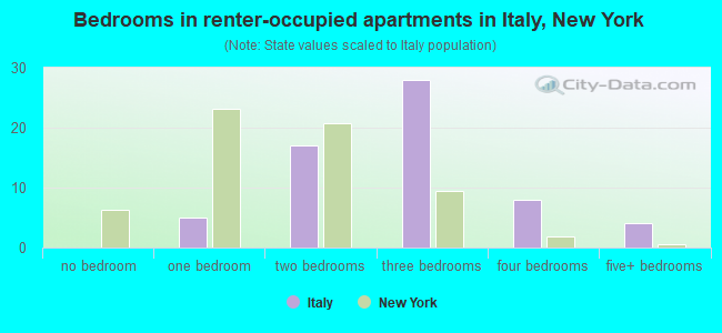 Bedrooms in renter-occupied apartments in Italy, New York
