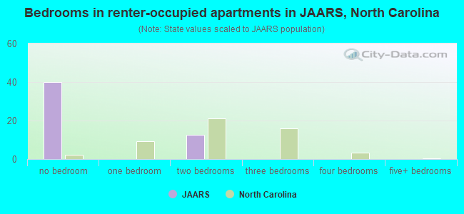 Bedrooms in renter-occupied apartments in JAARS, North Carolina