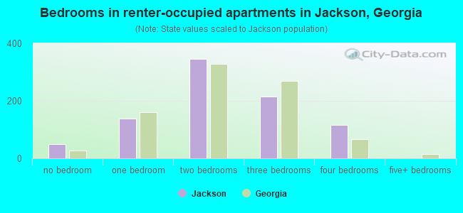 Bedrooms in renter-occupied apartments in Jackson, Georgia