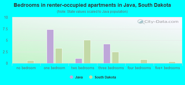 Bedrooms in renter-occupied apartments in Java, South Dakota