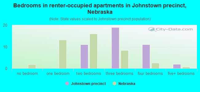 Bedrooms in renter-occupied apartments in Johnstown precinct, Nebraska