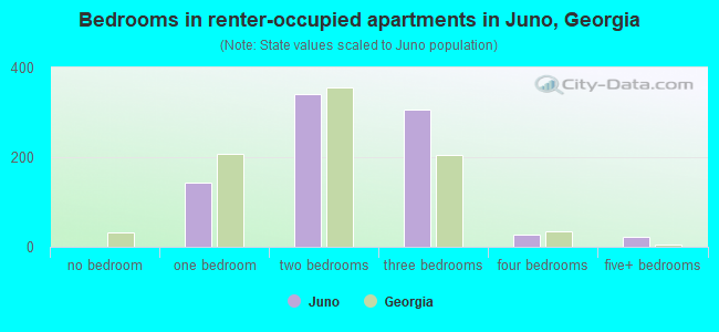 Bedrooms in renter-occupied apartments in Juno, Georgia