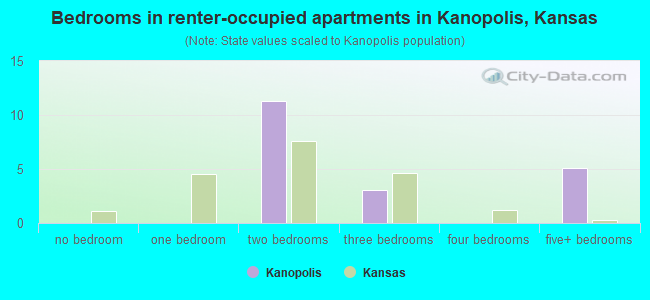 Bedrooms in renter-occupied apartments in Kanopolis, Kansas