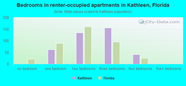 Bedrooms in renter-occupied apartments in Kathleen, Florida
