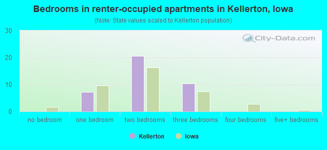 Bedrooms in renter-occupied apartments in Kellerton, Iowa