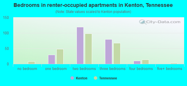 Bedrooms in renter-occupied apartments in Kenton, Tennessee