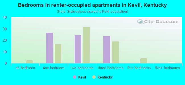 Bedrooms in renter-occupied apartments in Kevil, Kentucky