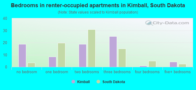 Bedrooms in renter-occupied apartments in Kimball, South Dakota
