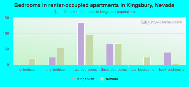 Bedrooms in renter-occupied apartments in Kingsbury, Nevada