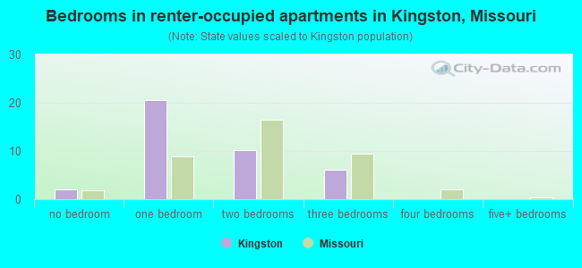 Bedrooms in renter-occupied apartments in Kingston, Missouri