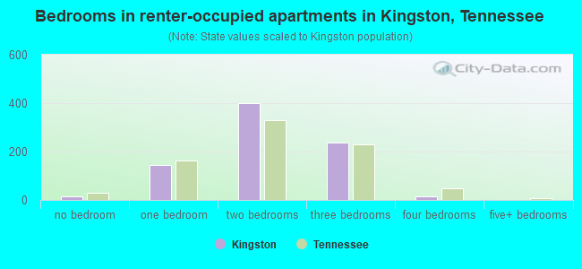 Bedrooms in renter-occupied apartments in Kingston, Tennessee
