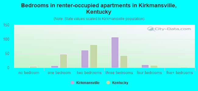 Bedrooms in renter-occupied apartments in Kirkmansville, Kentucky