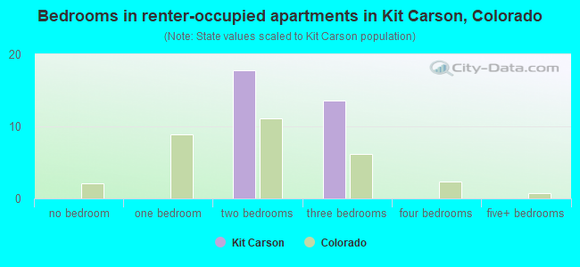Bedrooms in renter-occupied apartments in Kit Carson, Colorado