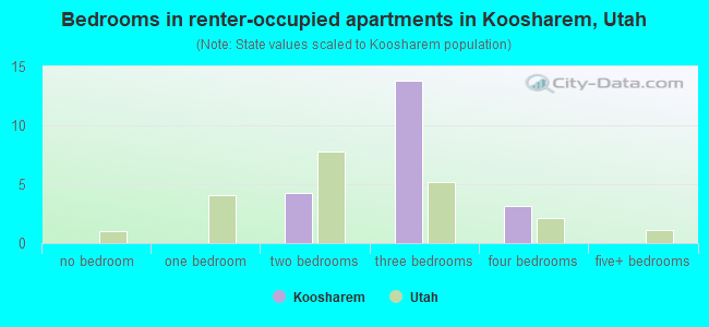 Bedrooms in renter-occupied apartments in Koosharem, Utah