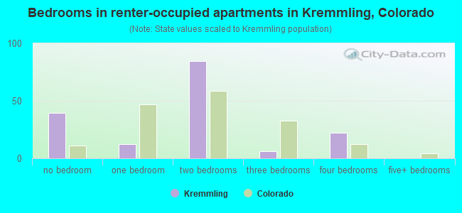 Bedrooms in renter-occupied apartments in Kremmling, Colorado