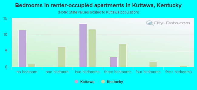 Bedrooms in renter-occupied apartments in Kuttawa, Kentucky