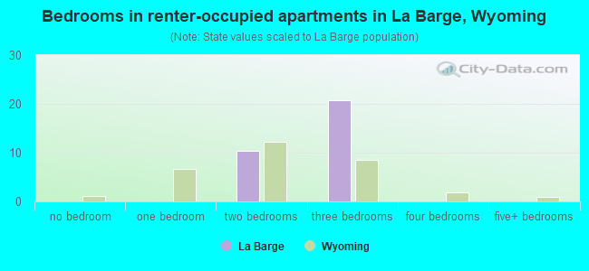 Bedrooms in renter-occupied apartments in La Barge, Wyoming
