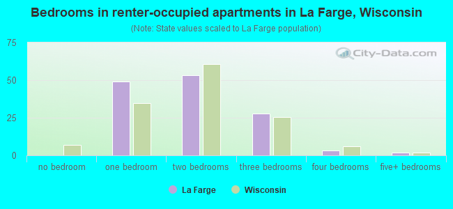 Bedrooms in renter-occupied apartments in La Farge, Wisconsin