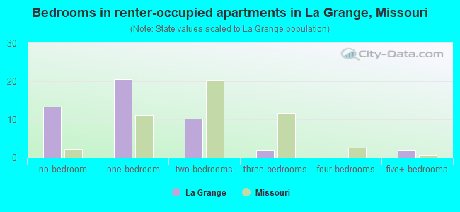 Bedrooms in renter-occupied apartments in La Grange, Missouri