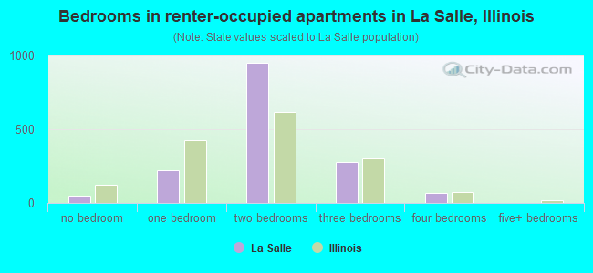 Bedrooms in renter-occupied apartments in La Salle, Illinois
