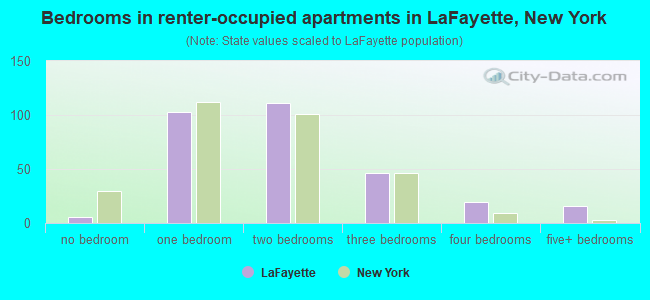 Bedrooms in renter-occupied apartments in LaFayette, New York