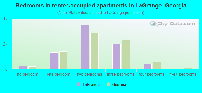 Bedrooms in renter-occupied apartments in LaGrange, Georgia
