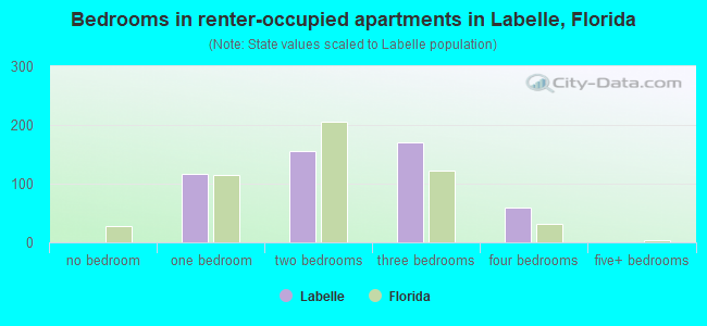 Bedrooms in renter-occupied apartments in Labelle, Florida