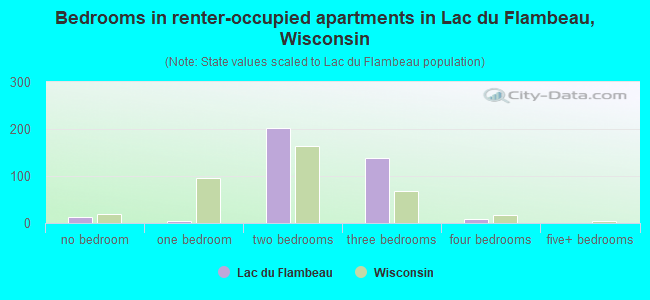 Bedrooms in renter-occupied apartments in Lac du Flambeau, Wisconsin