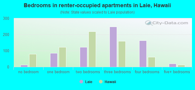 Bedrooms in renter-occupied apartments in Laie, Hawaii