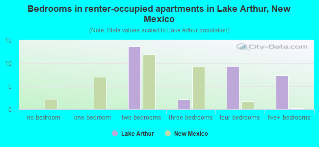 Bedrooms in renter-occupied apartments in Lake Arthur, New Mexico