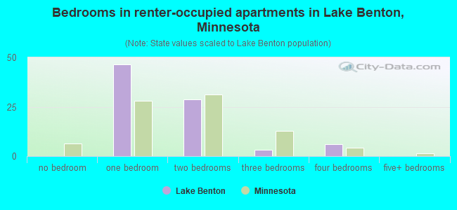 Bedrooms in renter-occupied apartments in Lake Benton, Minnesota