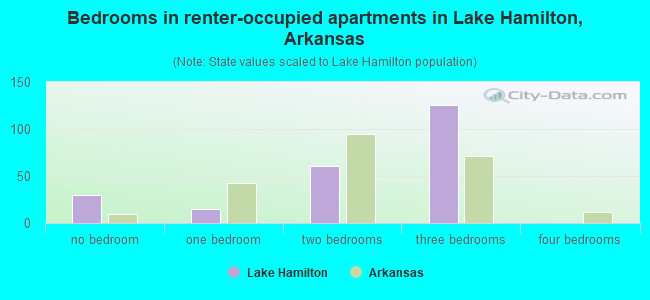 Bedrooms in renter-occupied apartments in Lake Hamilton, Arkansas